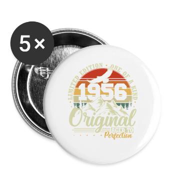 Cadeau d’anniversaire original vintage de 1956 - Lot de 5 grands badges (56 mm) - blanc - Devant