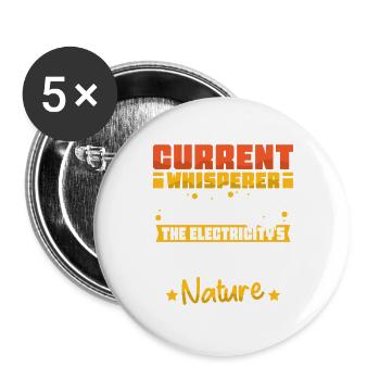 Elektriker Elektroniker Elektroinstallateur - Buttons groß 56 mm (5er Pack) - Weiß - Vorne