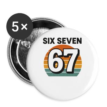 Six Seven 67 Italian Brainrot Retro Sunset Meme - Buttons groß 56 mm (5er Pack) - Weiß - Vorne