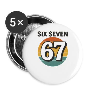 Six Seven 67 Italian Brainrot Retro Sunset Meme - Buttons large 2.2''/56 mm (5-pack) - white - Front