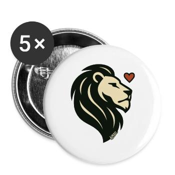 Lionheart Lion Silhouette - Buttons large 2.2''/56 mm (5-pack) - white - Front