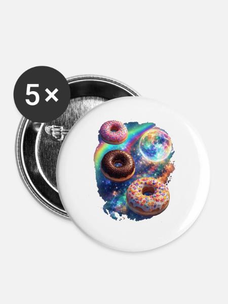 Kosmische Donuts im Farbrausch - Buttons groß 56 mm (5er Pack) - Weiß