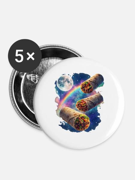 Kosmos Burrito Galaxy - Buttons groß 56 mm (5er Pack) - Weiß
