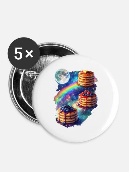Kosmische Pfannkuchen Galaxie - Buttons groß 56 mm (5er Pack) - Weiß
