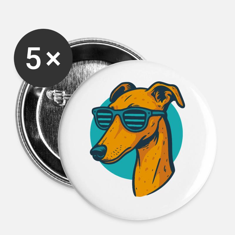 Greyhound, Galgo Sunglasses Pop Art - Buttons large 2.2''/56 mm (5-pack) - white