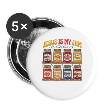 Jesus Is My Jam – Glasses of Faith - Buttons large 2.2''/56 mm (5-pack) - white - Front