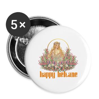 Fröhliche Beltane-Segnungen – Maifeierlichkeiten – heidnisch - Buttons groß 56 mm (5er Pack) - Weiß - Vorne