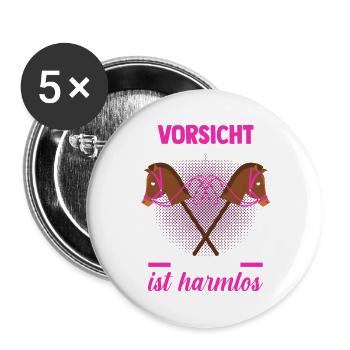Steckenpferd Hobbyhorse Hobby Horsing - Buttons groß 56 mm (5er Pack) - Weiß - Vorne