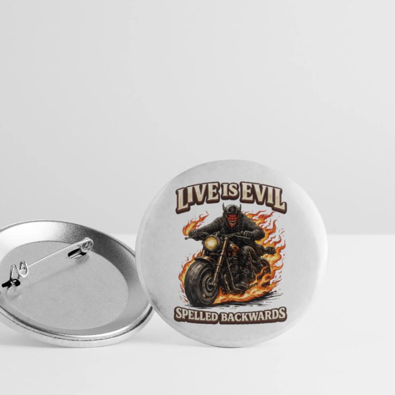 Live Is Evil Spelled Backwards Buttons groß 56 mm (5er Pack)