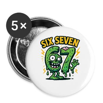 Six Seven 67 Zombie Horror Humor Italian Brainrot - Buttons groß 56 mm (5er Pack) - Weiß - Vorne