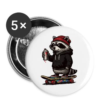 Graffiti sur le raton laveur - Lot de 5 grands badges (56 mm) - blanc - Devant