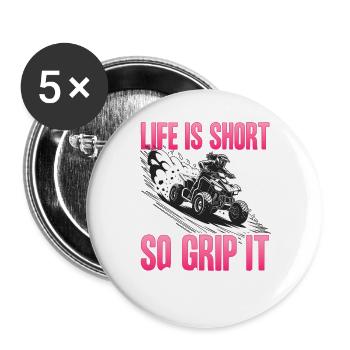Quad ATV Femme Fille Quad Quad - Lot de 5 grands badges (56 mm) - blanc - Devant