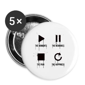 Pleine conscience, moments, souvenirs, bonheur - Lot de 5 grands badges (56 mm) - blanc - Devant