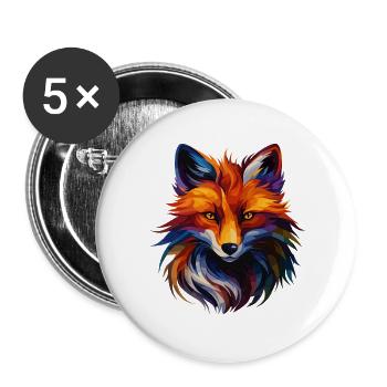 Colorful Fox Polygon Art – Modern Animal Design - Buttons groß 56 mm (5er Pack) - Weiß - Vorne