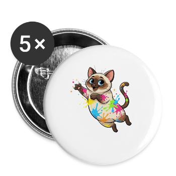 Éclaboussures colorées de Chat - Lot de 5 grands badges (56 mm) - blanc - Devant