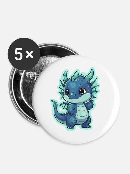 Kleiner Drachentraum - Buttons groß 56 mm (5er Pack) - Weiß