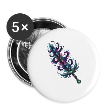 Runenklinge der Schattenmagie - Buttons groß 56 mm (5er Pack) - Weiß - Vorne