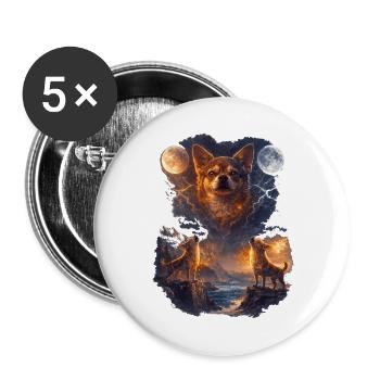 Chihuahua zwei Monde - Buttons groß 56 mm (5er Pack) - Weiß - Vorne