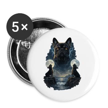 Frenchie Bouledogue Français Deux Lunes - Lot de 5 grands badges (56 mm) - blanc - Devant
