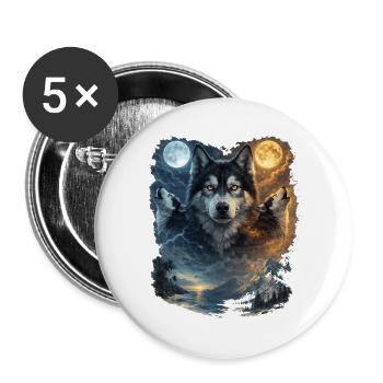 Two Moons Siberian Husky - Buttons large 2.2''/56 mm (5-pack) - white - Front