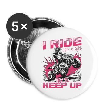 Quad ATV Woman Girl Four Wheeler - Buttons large 2.2''/56 mm (5-pack) - white - Front