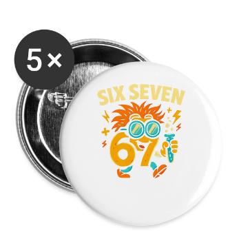 Six Seven 67 Science Humor Nerd Gift Idea - Buttons large 2.2''/56 mm (5-pack) - white - Front