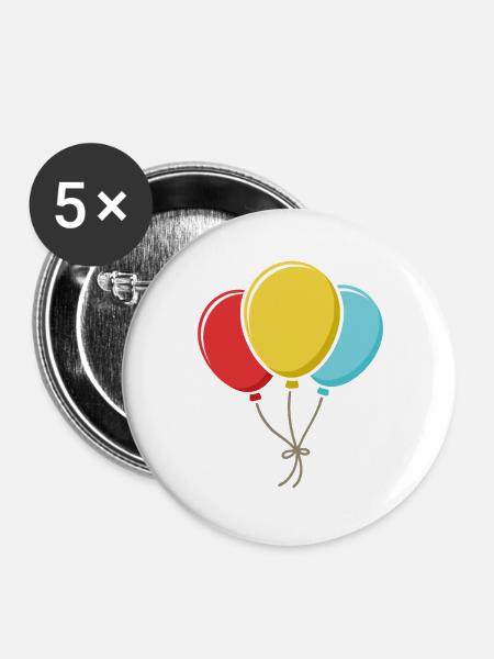 Luftballons - Buttons groß 56 mm (5er Pack) - Weiß