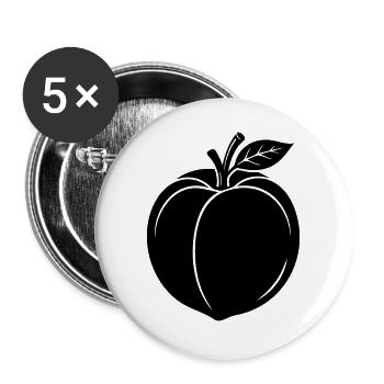Silhouette du Fruit de la Pêche - Lot de 5 grands badges (56 mm) - blanc - Devant