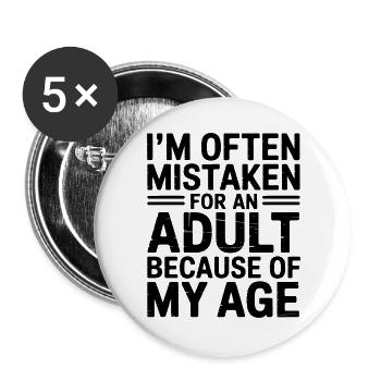 Dire que les jeunes ont l’air vieux Humour Cadeau drôle - Lot de 5 grands badges (56 mm) - blanc - Devant