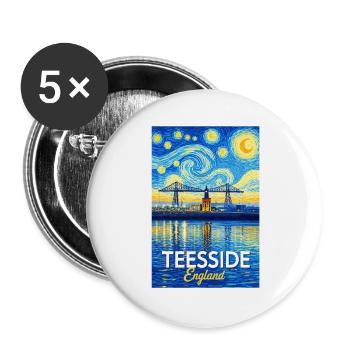 Teesside Neon Bridge England - Buttons large 2.2''/56 mm (5-pack) - white - Front