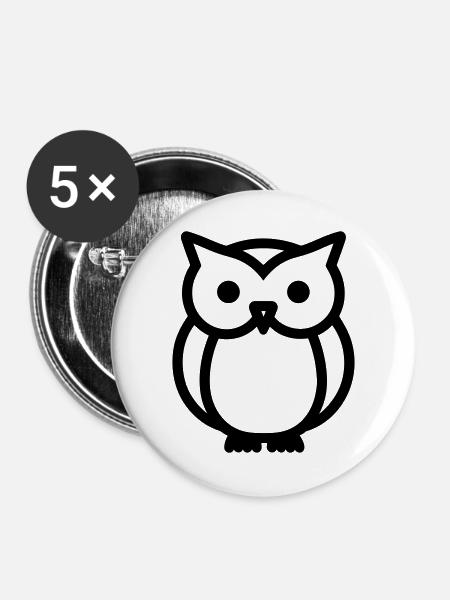 Eule - Buttons groß 56 mm (5er Pack) - Weiß