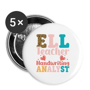 ELL-Lehrer englische Sprache - Buttons groß 56 mm (5er Pack) - Weiß - Vorne