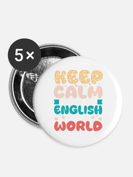 ELL-Lehrer englische Sprache - Buttons groß 56 mm (5er Pack) - Weiß