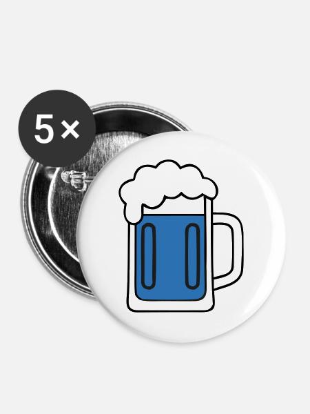 Bierkrug Schaum Prost Icon - Buttons groß 56 mm (5er Pack) - Weiß