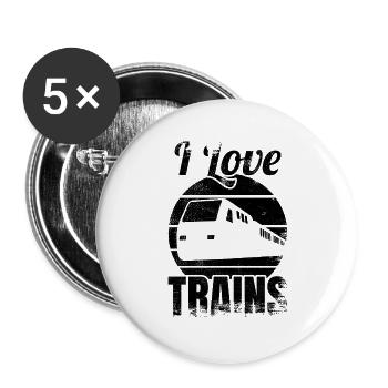 Railway lovers - Buttons large 2.2''/56 mm (5-pack) - white - Front