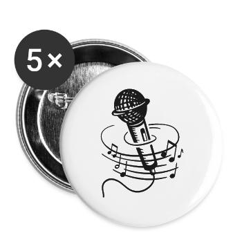 Chanteur Microphone Karaoké Musicien Microphone Chant - Lot de 5 grands badges (56 mm) - blanc - Devant