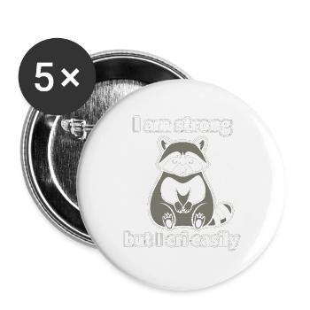 Starker Waschbär – weine leicht - Buttons groß 56 mm (5er Pack) - Weiß - Vorne