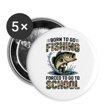 Pêche Pêcheur Garçon Pêche Pêche Dire Enfants - Lot de 5 grands badges (56 mm) - blanc - Devant