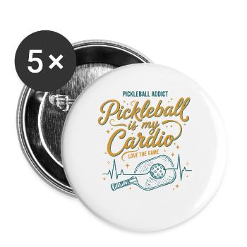 Le pickleball est mon cardio Joueur drôle de pickleball - Lot de 5 grands badges (56 mm) - blanc - Devant