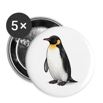 Pingouin - Lot de 5 grands badges (56 mm) - blanc - Devant