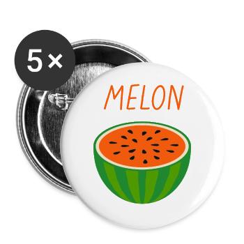 Melon Pastèque Fruits frais d'été - Lot de 5 grands badges (56 mm) - blanc - Devant