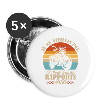Je Ne Vieillis Pas Moto Vintage Humour - Lot de 5 grands badges (56 mm) - blanc - Devant