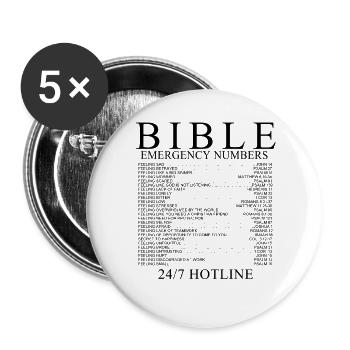 Bible Emergency Numbers Shirt - Buttons large 2.2''/56 mm (5-pack) - white - Front