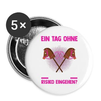 Steckenpferd Hobbyhorse Hobby Horsing - Buttons groß 56 mm (5er Pack) - Weiß - Vorne
