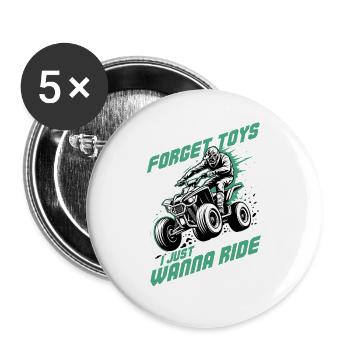 Quad ATV Garçons Hommes Quad Wheeler - Lot de 5 grands badges (56 mm) - blanc - Devant
