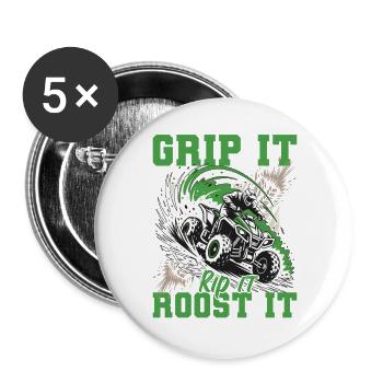 Quad ATV Garçons Hommes Quad Wheeler - Lot de 5 grands badges (56 mm) - blanc - Devant