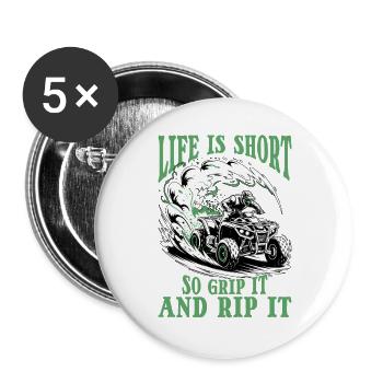 Quad ATV Garçons Hommes Quad Wheeler - Lot de 5 grands badges (56 mm) - blanc - Devant