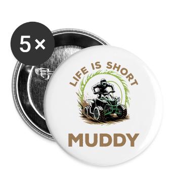 Quad ATV Garçons Hommes Quad Wheeler - Lot de 5 grands badges (56 mm) - blanc - Devant