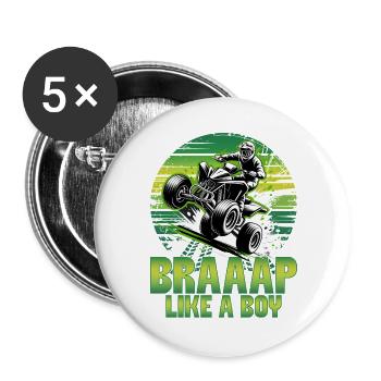 Quad ATV Garçons Hommes Quad Wheeler - Lot de 5 grands badges (56 mm) - blanc - Devant