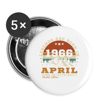 April 1966 Vintage-Geburtstagsgeschenk - Buttons groß 56 mm (5er Pack) - Weiß - Vorne